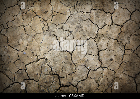 Dettaglio della secca massa fessurato close-up. Foto Stock