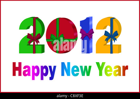 Felice anno nuovo 2012 card con nastri Foto Stock