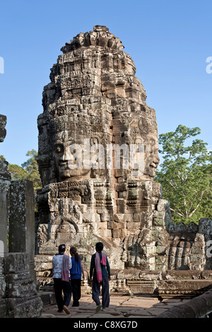 Faccia la torre. Tempio Bayon. Angkor. Cambogia Foto Stock