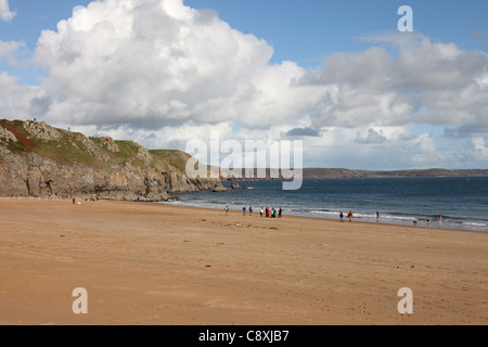 La spiaggia della Baia di Barafundle Pembrokeshire Parco nazionale del Galles Cymru REGNO UNITO GB Foto Stock