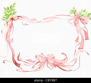 Illustrazione di vari colori di fiori e nastri per le note Foto Stock