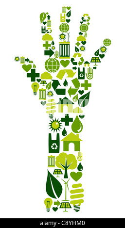 Forma a mano fatte con icone ambientali set. Foto Stock