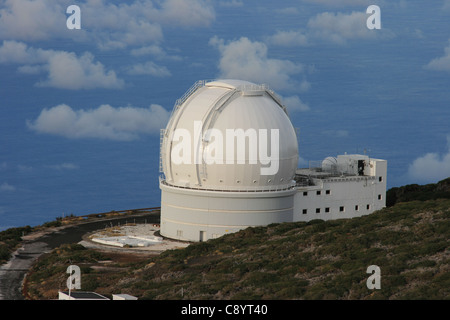 William Herschel telescopio, WHT, su El Roque de los Muchachos, il vertice di La Palma nelle Isole Canarie, Spagna Foto Stock