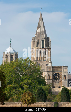 Christchurch College e Cattedrale di guglie di Oxford. In Inghilterra. Foto Stock