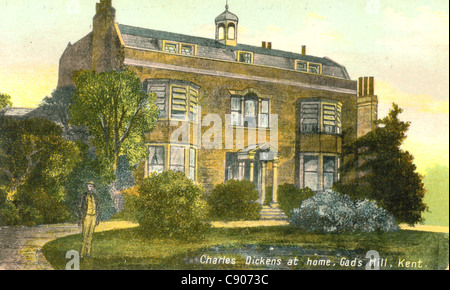 Cartolina di Charles Dickens' home, Gad's Hill, Kent, Foto Stock