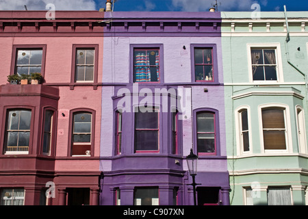 Case a schiera, Lancaster Road, off Portobello Rd, Notting Hill, London, Regno Unito Foto Stock