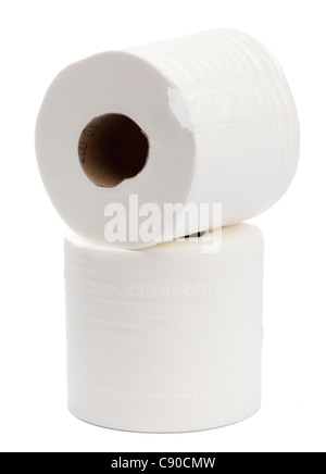 Bianco due rotoli di carta igienica Foto Stock