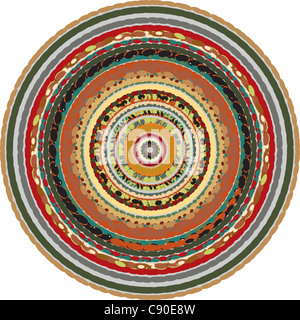Illustrazione di colorato sfondo circolare realizzato in stile orientale Foto Stock