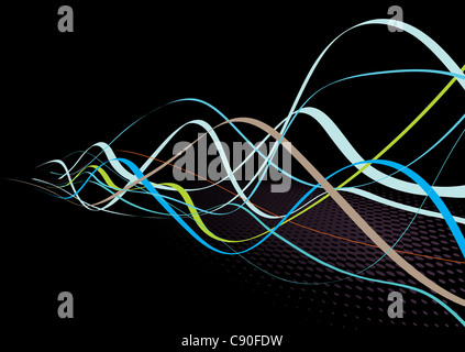 Linee astratte background: composizione colorata di linee curve - grande per gli sfondi o su più livelli in altre immagini Foto Stock