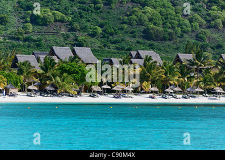 Vista della spiaggia di Beachcomber Hotel Paradis &AMP; Golf Club, Mauritius, Africa Foto Stock