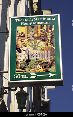 Segno per la Marijuana Hash Hemp Museum di Amsterdam, Olanda. Foto Stock