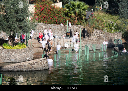 Yardenit sito battesimale in Galilea, Israele Foto Stock