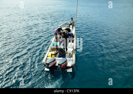 Scuba diving viaggio da Kri Eco Resort Raja Ampat isole vicino Papua occidentale, in Indonesia nel triangolo di corallo, Oceano Pacifico. Foto Stock