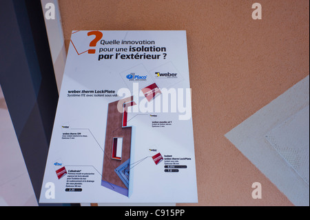 Parigi, Francia, Batimat materiali da costruzione Trade Show, 2011 Saint Gobain Corporation, prodotti isolanti, dettaglio etichetta Foto Stock