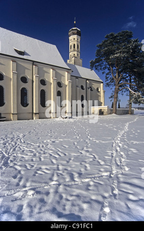 San Coloman chiesa in inverno Foto Stock