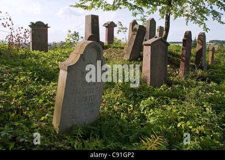 Grave pietre di un cimitero ebraico, Seesen, Bassa Sassonia, Germania Foto Stock