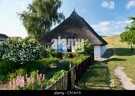 Il pittoresco del Pastore Casa vedova, Gross Zicker, Moenchgut, Ruegen, Meclemburgo-Pomerania Occidentale, Germania, Europa Foto Stock