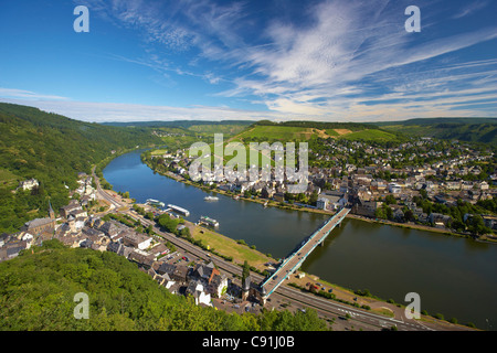 Vista da Grevenburg a Traben-Trarbach, Mosel, Renania-Palatinato, Germania, Europa Foto Stock