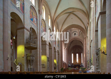 San Martin und St. Stephan cattedrali costruite 975-1235, navata, Mainz, Hesse renana, Renania-Palatinato, Germania, Europa Foto Stock