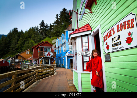 Legenda Signora Dolly a Dolly's House Museum, Creek Street, Ketchikan, a sud-est di Alaska Foto Stock