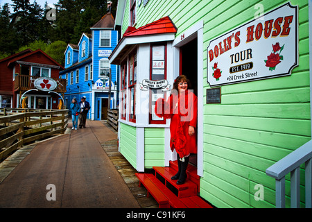 Legenda Signora Dolly a Dolly's House Museum, Creek Street, Ketchikan, a sud-est di Alaska Foto Stock