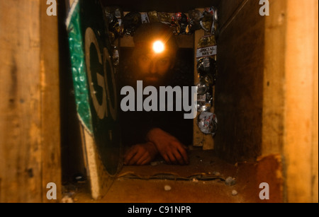 Discoteca Dave in un tunnel al BNRR ( Birmingham Northern Relief Road) ( M6) su strada di protesta. Foto Stock