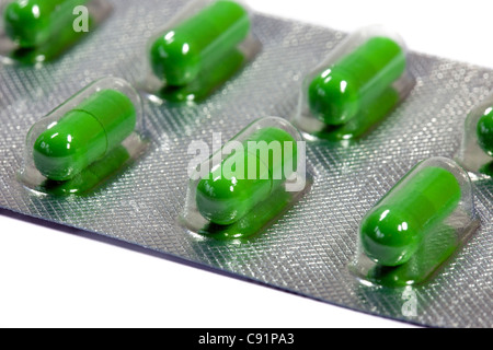 Le capsule di fluoxetina (Prozac) nel confezionamento in Blister Foto Stock