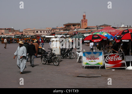 Piazza Jemaa el Fna a Marrakech, Marocco. Foto Stock