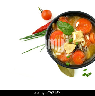 Pollo e riso selvatico zuppa di verdure Foto Stock