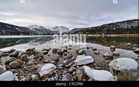 Giugno Lago da giugno lago spiaggia Campeggio Foto Stock