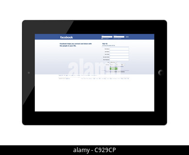 Intaglio Ipad2 visualizzazione social network Facebook homepage Foto Stock