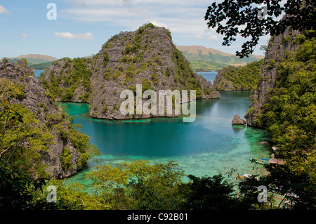 Il Kayangan lago o laguna blu, Coron island, Filippine Foto Stock