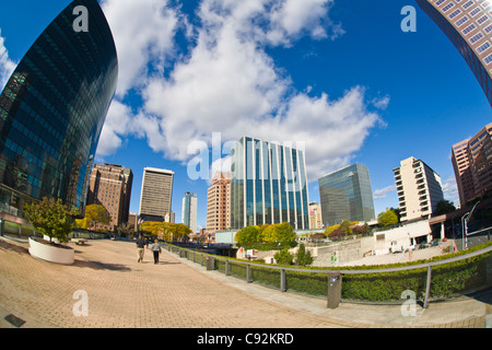 Vista fisheye del centro di Hartford Connecticut Foto Stock