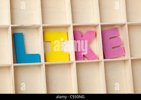 Lettera in legno a blocchi che formano la parola come Foto Stock