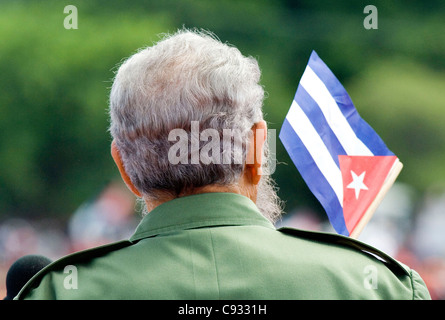 Fidel Castro durante il giorno di maggio discorso, l'Avana, Cuba, 2006 Foto Stock