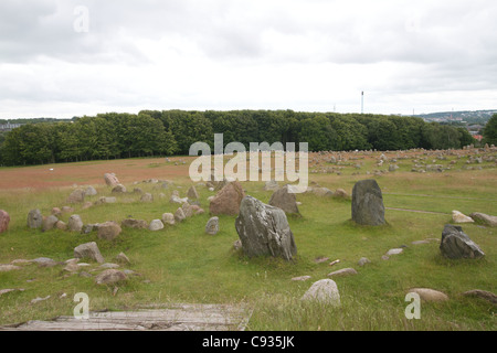 Lindholm hill - antico cimitero viking in Danimarca Foto Stock