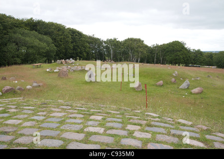 Lindholm hill - antico cimitero viking in Danimarca Foto Stock