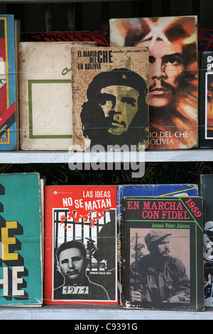 Libri di Ernesto Che Guevara e di Fidel Castro per il mercato dei libri in Plaza de Armas in Avana, Cuba. Foto Stock