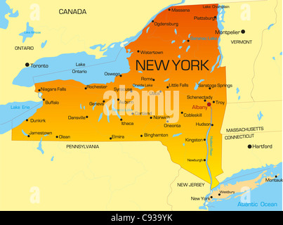 Vettore mappa a colori dello stato di New York. Stati Uniti d'America Foto Stock