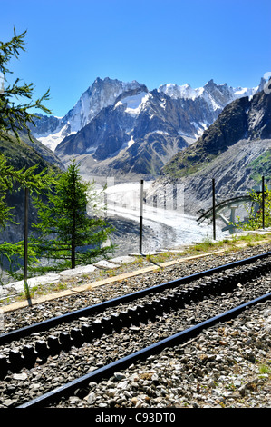 Treno storico: le train du Montenvers, Chamonix, Francia. Foto Stock