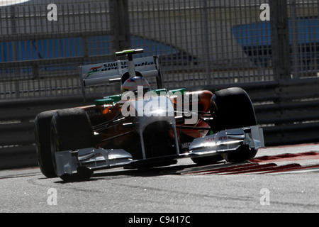 11.11.2011 Abu Dhabi, negli Emirati Arabi Uniti. Motorsports: FIA Formula One World Championship 2011, il Gran Premio di Abu Dhabi, 15 Paul di Resta (GBR, Force India F1 Team),durante il giorno di pratica della FIA FORMULA ONE Grand Prix di Abu Dhabi Emirati arabi uniti. Foto Stock