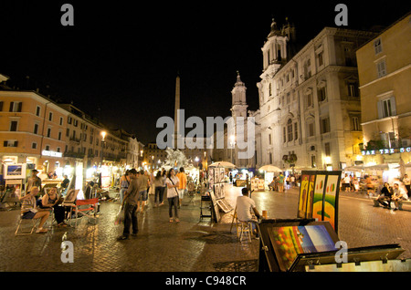 Piazza Navona, St. Chiesa di Santa Agnese in Agone, Roma, Italia, Europa Foto Stock