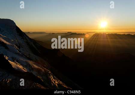 Tramonto dal rifugio Cosmétiques Chamonix Foto Stock