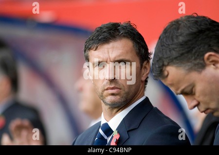 Il Galles Manager Gary velocità all'inizio del Galles v Norvegia al Cardiff City Stadium - Vauxhall amichevole internazionale. Solo uso editoriale Foto Stock