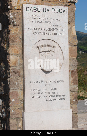 Raggiungere il punto più a ovest in Europa. Cabo da Roca. Portogallo Foto Stock