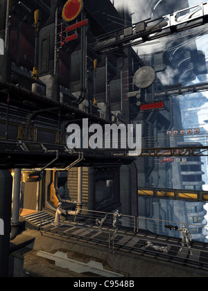 Alien incontro nella città Foto Stock