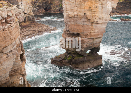 Yesnaby Castello, una pila di mare a Yesnaby su Orkney continentale costa ovest, Scotland, Regno Unito. Foto Stock