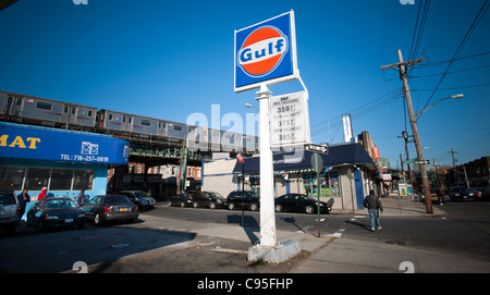 Un Golfo Gas Station in East New York quartiere di Brooklyn a New York Foto Stock