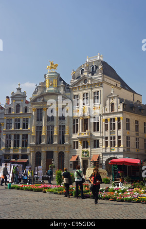 Fiori in vendita nella Grand Place di Bruxelles, in Belgio Foto Stock
