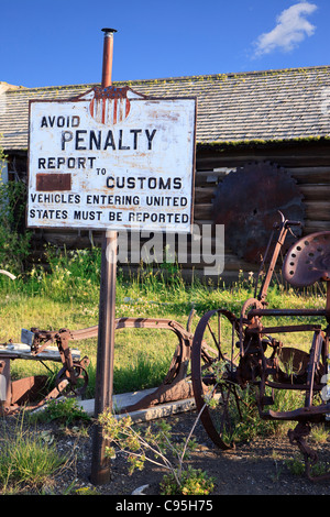 Immagine di un segno doganale in Molson, Washington. Foto Stock